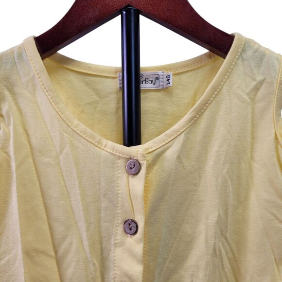 BesserBay Girls Button-Up Cold Shoulder & Tie Yellow Shirt Size 9-10 Years Old - Picture 6 of 11